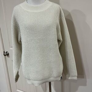 Women's Cream Waffle-Knit Crewneck Sweater